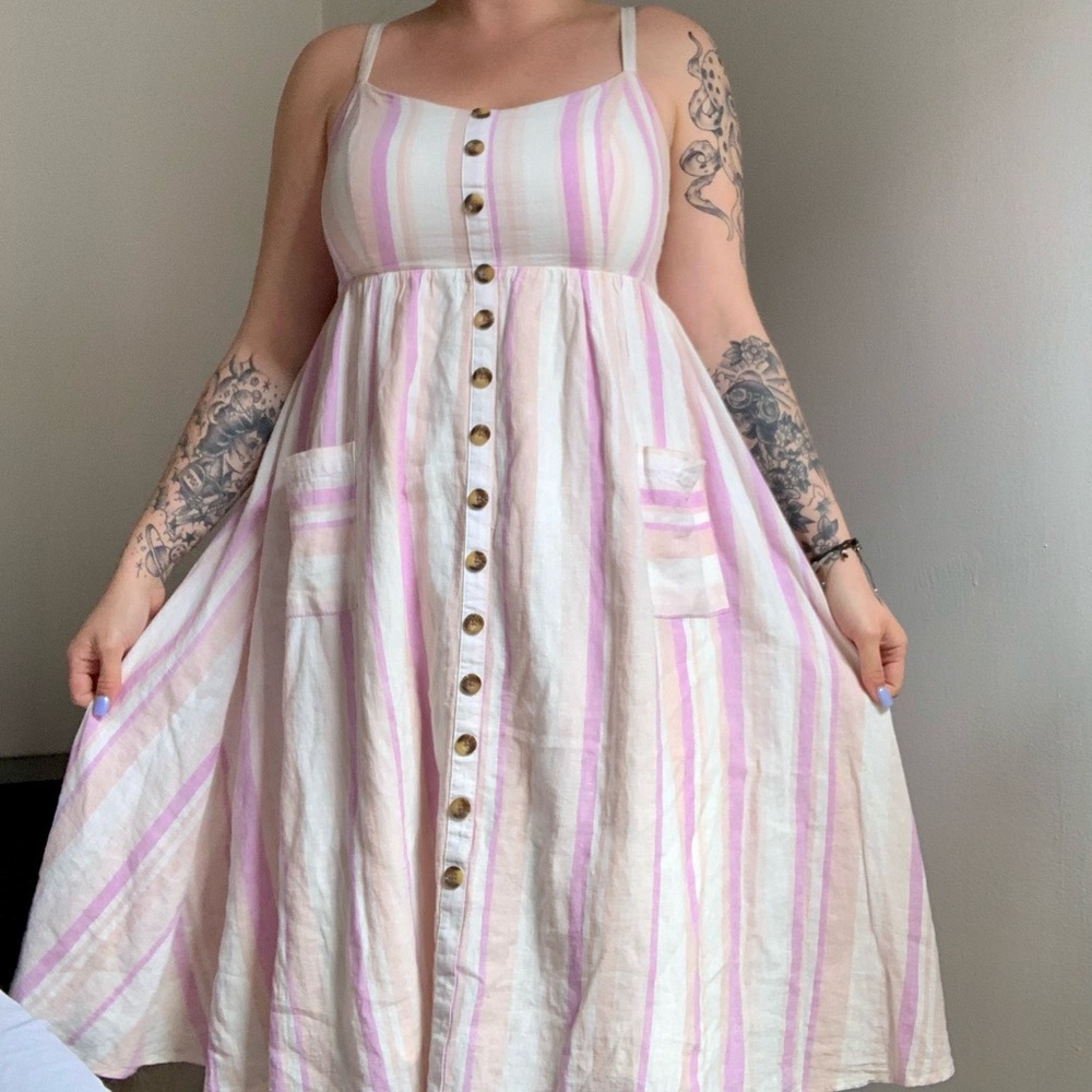 Preloved Torrid Size Zero Pastel Stripe Midi Dress